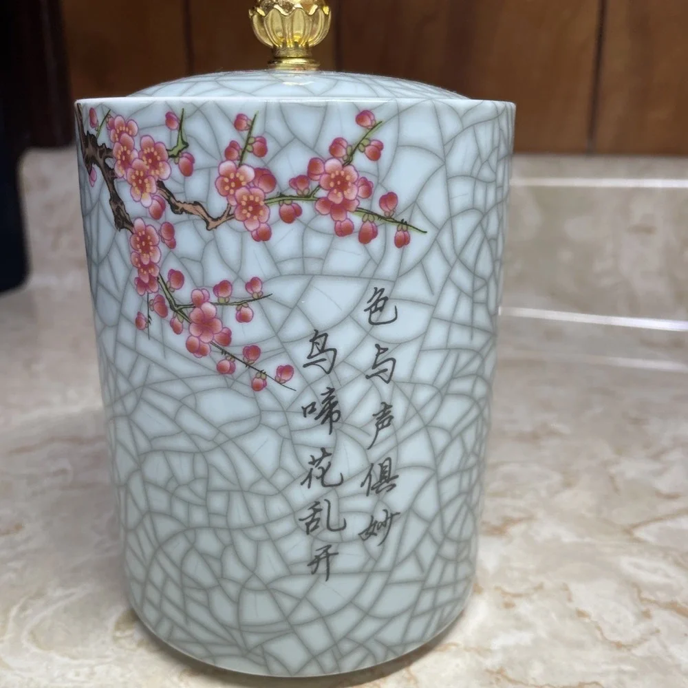 Beautiful Vibrant Ceramic Tea Canister 5x3.5